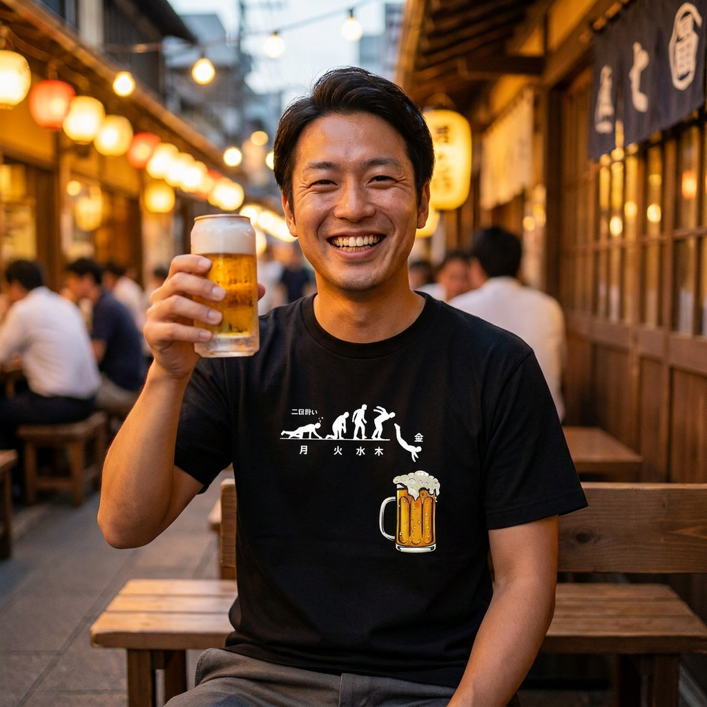 月曜日金曜日 スティックマン|飲み会で話題の面白Tシャツ【S–3XL】